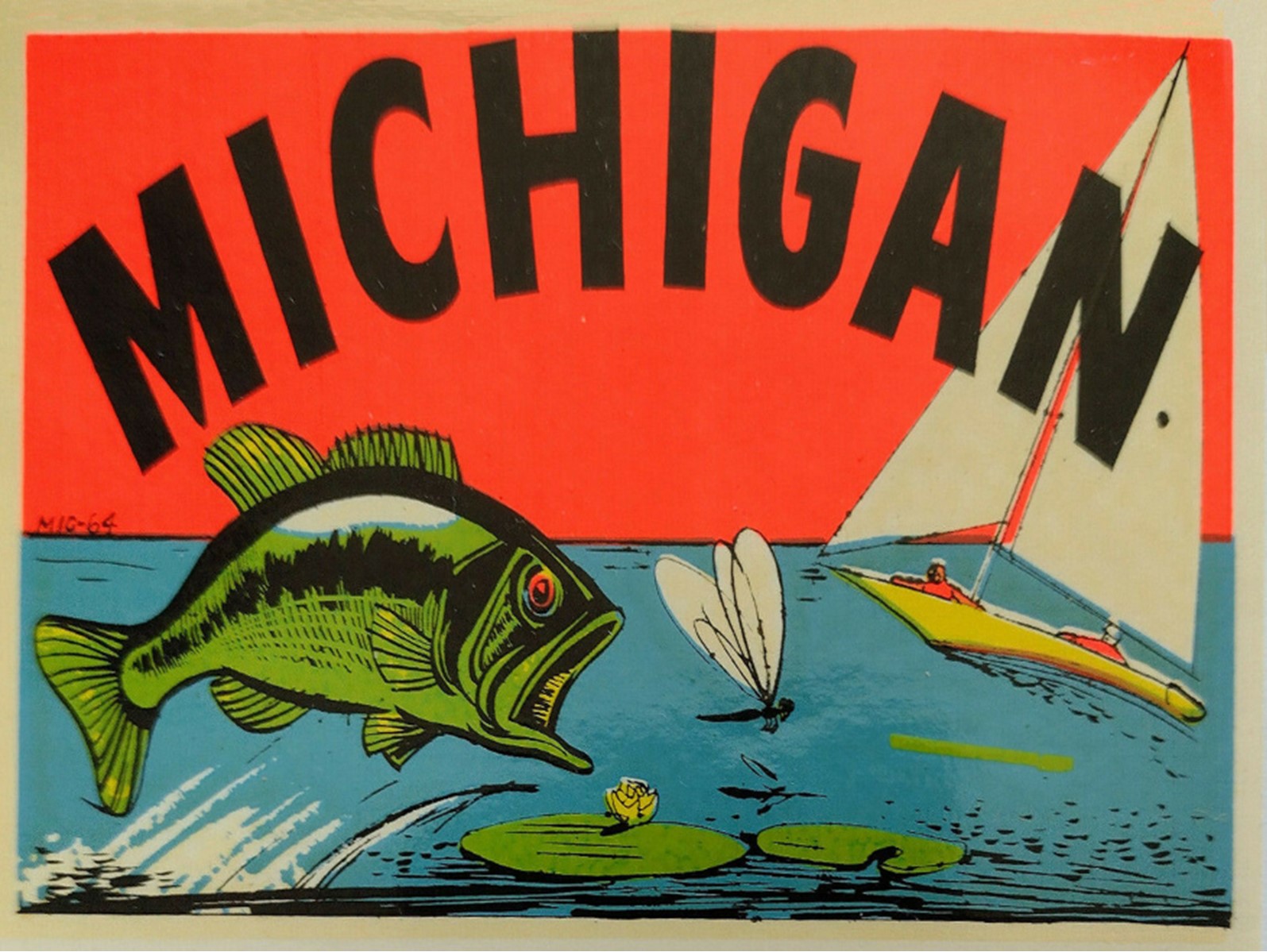 (image for) Michigan (5) Fish Vintage Vacation Stickers